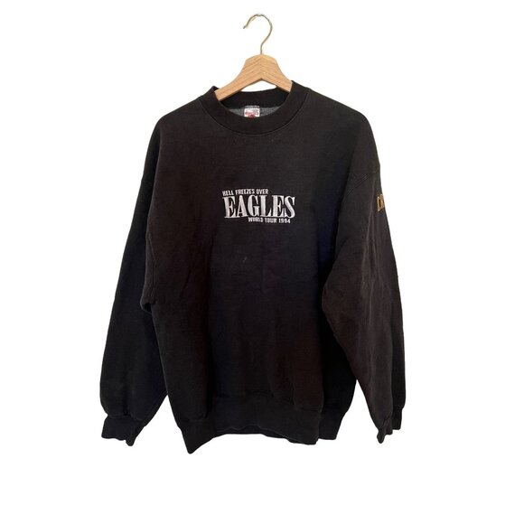 Fruit Of The Loom Crewneck Sweatshirt Mens L Vintage 1994 Black Eagles Band - Picture 3 of 5